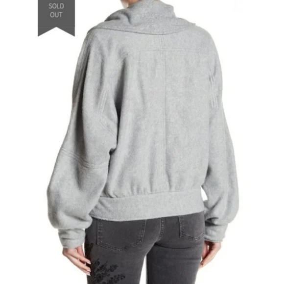 Free People Passage Jacket Soft Fleece Shawl Collar Slouchy Grey Size Small NWT - Picture 3 of 14